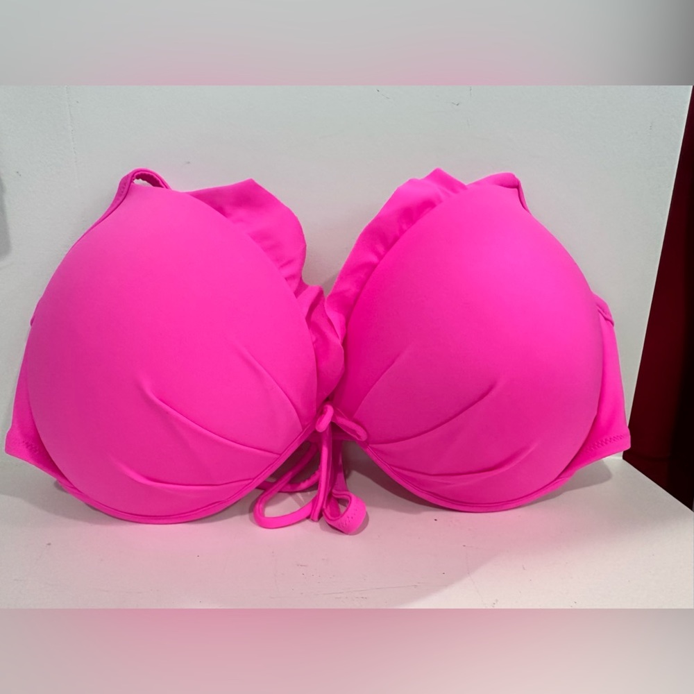 Hot pink, push-up bikini halter top